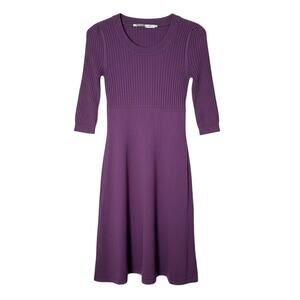 Athleta purple 3/4 sleeve knit A line sweater dress size XS B53
